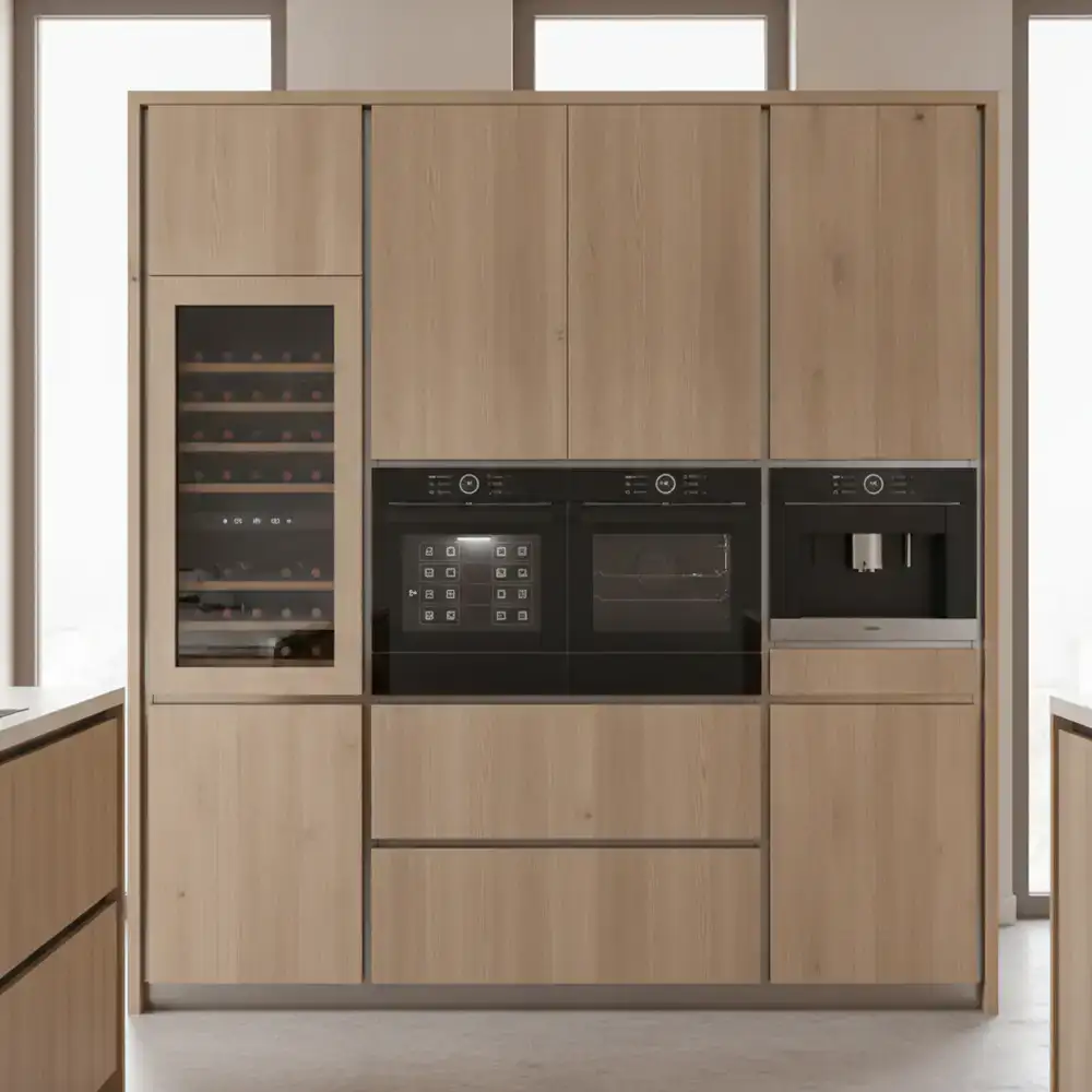Smart oven built into contemporary cabinetry